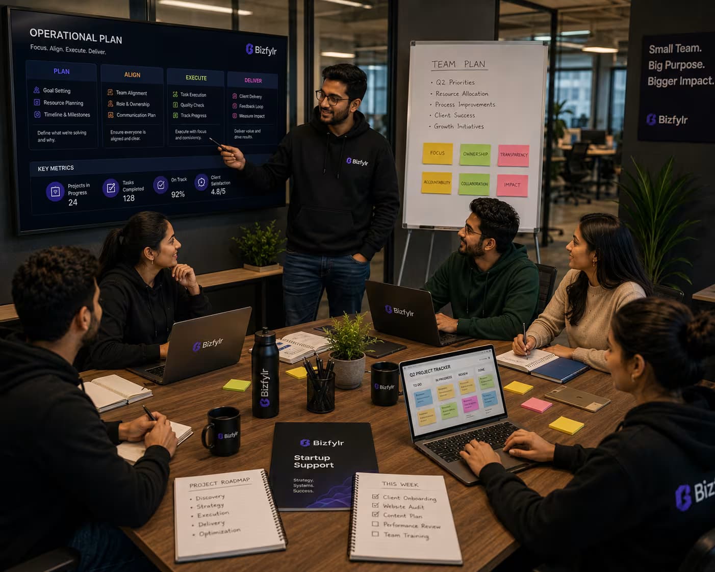 Operational planning and collaboration across a startup support team