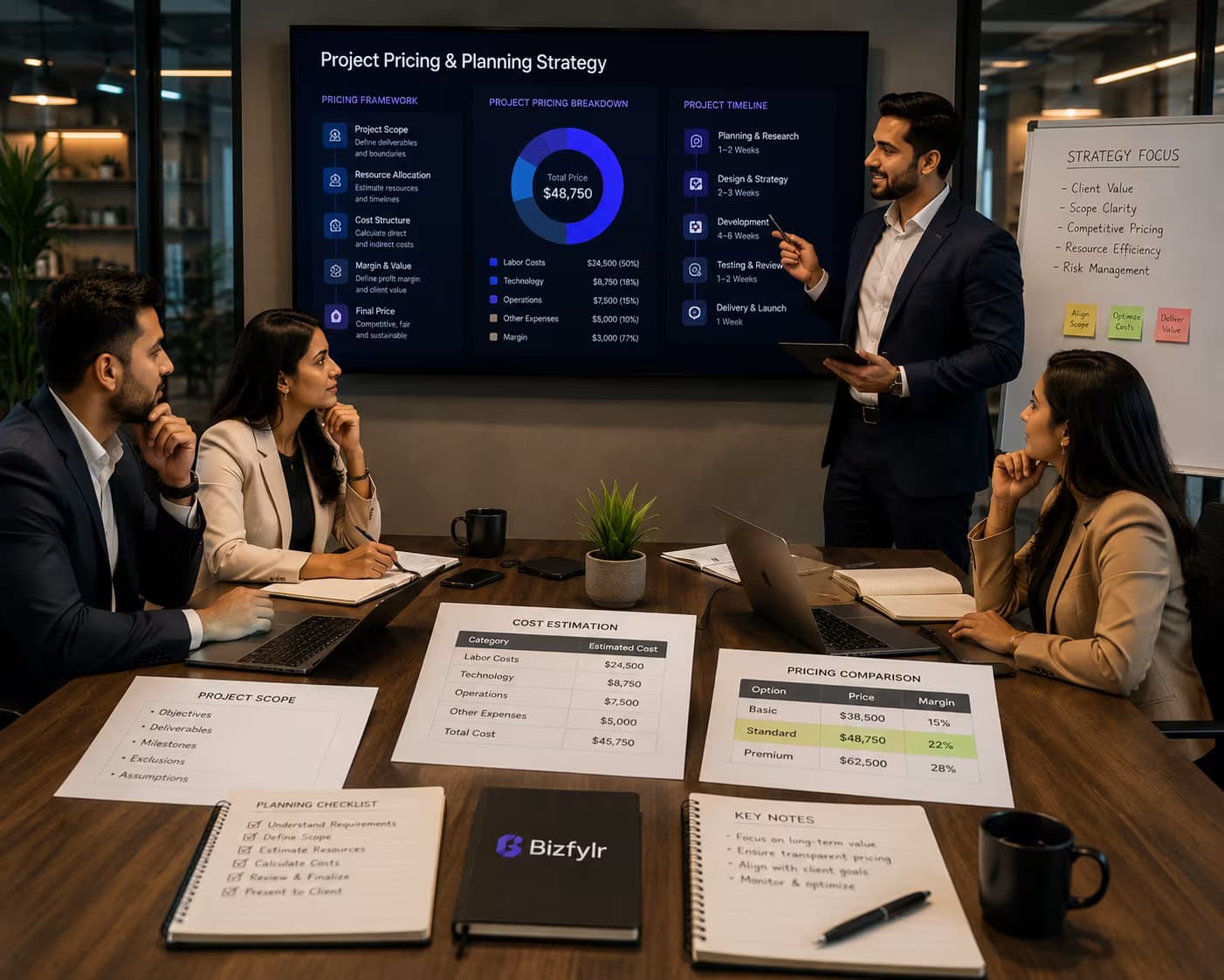 Business strategy discussion around project pricing and planning
