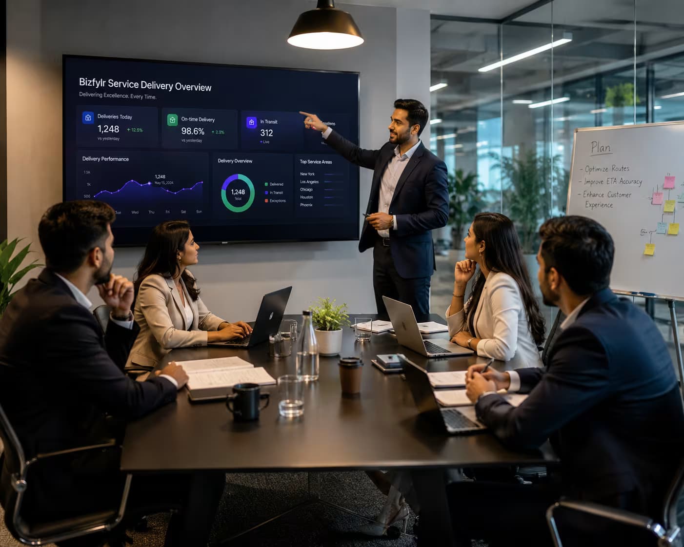 Business team meeting in a modern office environment