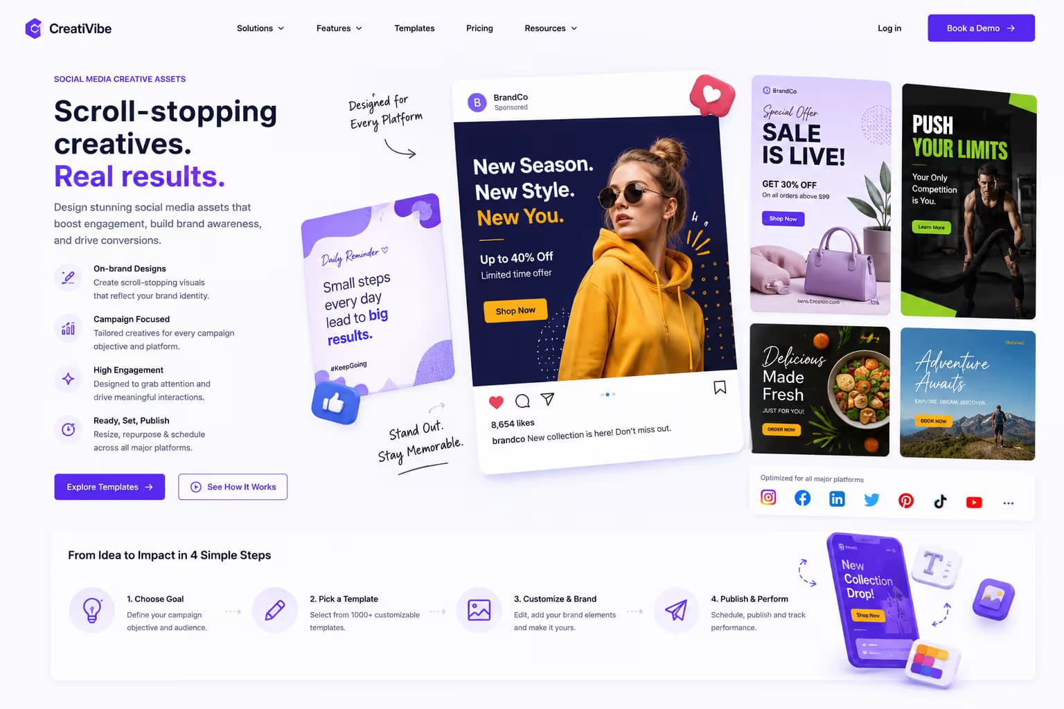Social media creative assets representing marketing campaign design