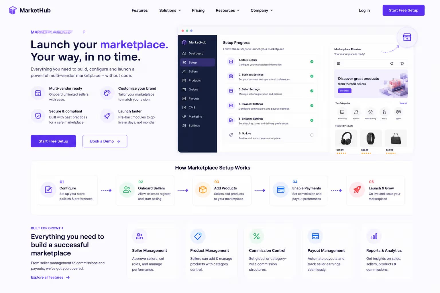 Marketplace listing management interface for seller onboarding