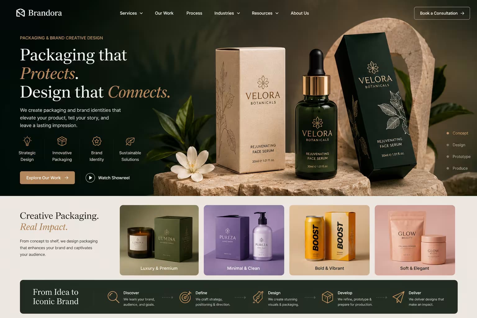 Packaging and brand creative design visual for product presentation