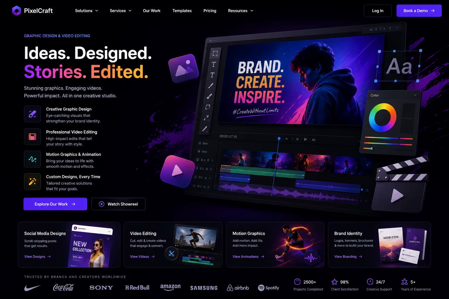 Brand identity design boards and logo development materials